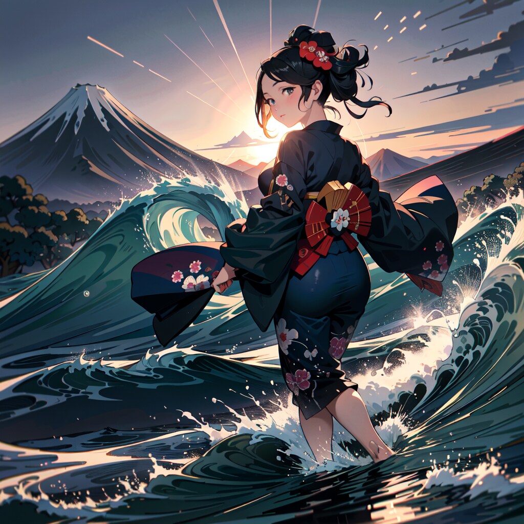 現代風北斎Tシャツ00058