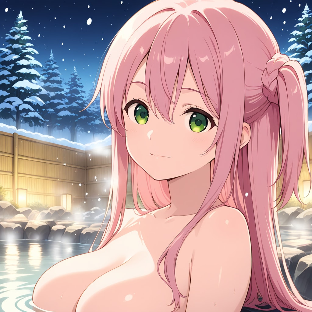 雪降る露天風呂