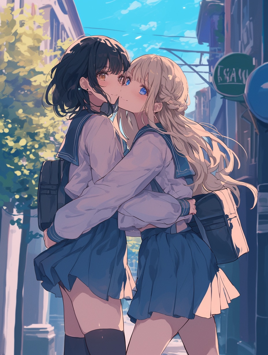 キスしたい二人のJK25 | の人気AIイラスト・グラビア