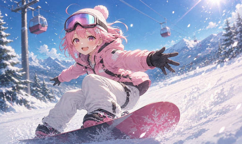 ピンクちゃん　スノボ