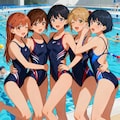 Seedreamで水泳部の仲良し美少女達♪・・（テカテカ競泳水着＆通常？競泳水着） 2枚目