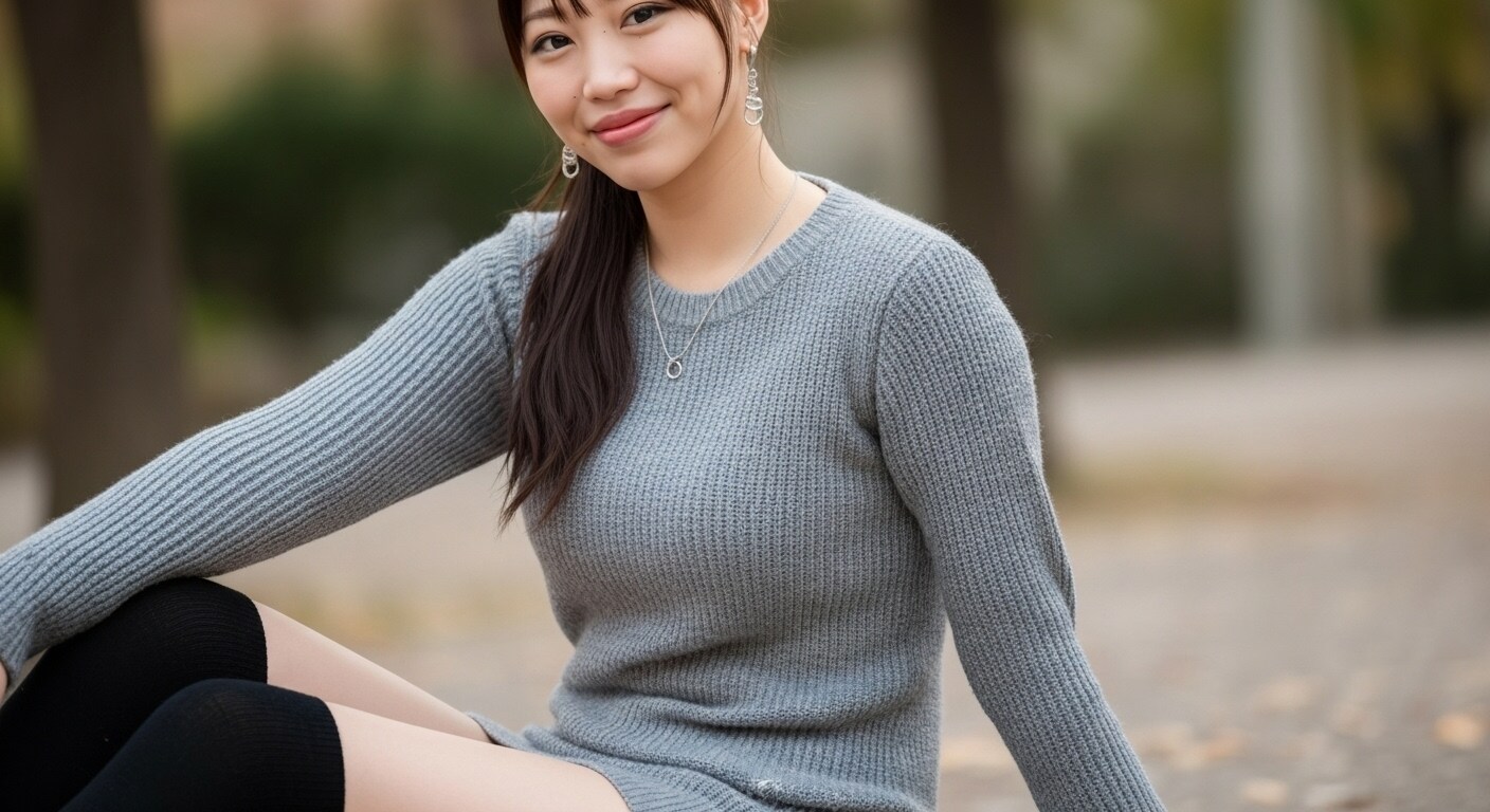 ピチピチのニットセーターっていいですよねー