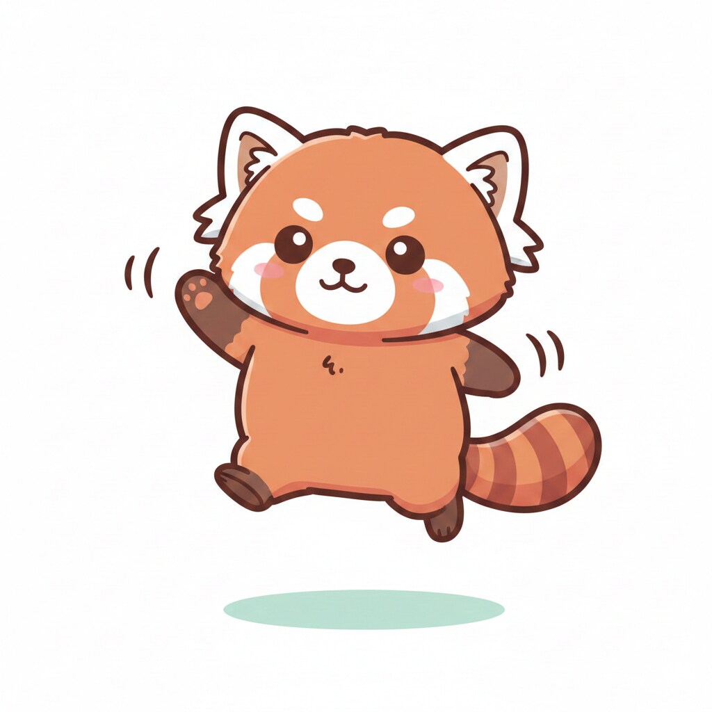 ジャンプするレッサーパンダ