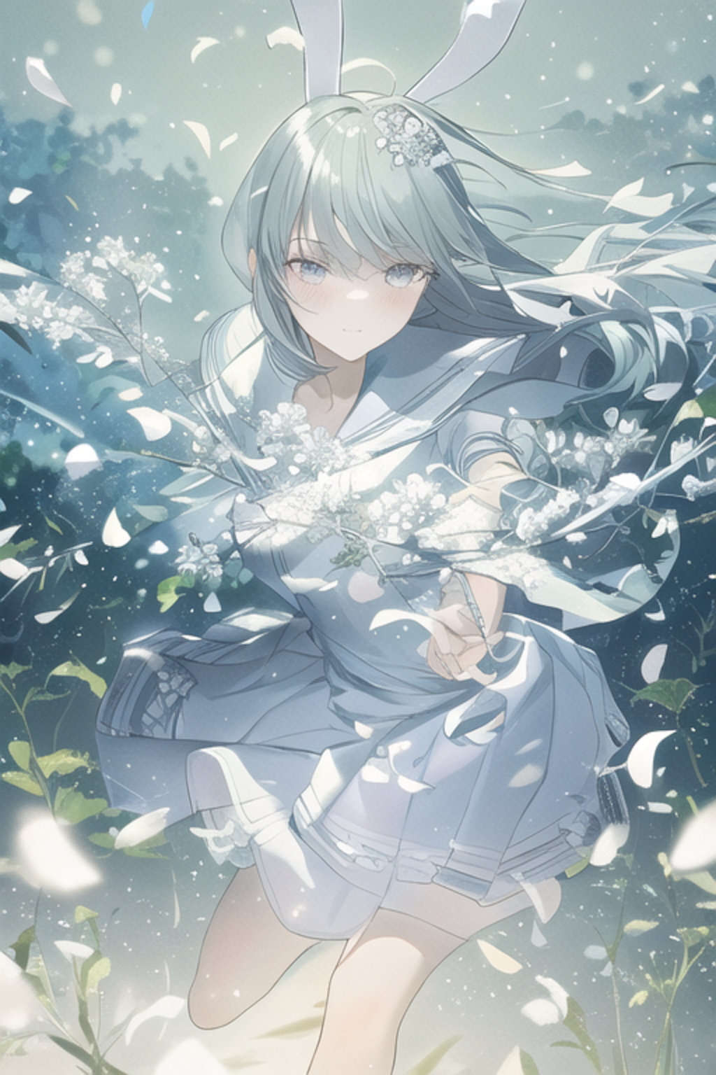 うさ耳と花びら