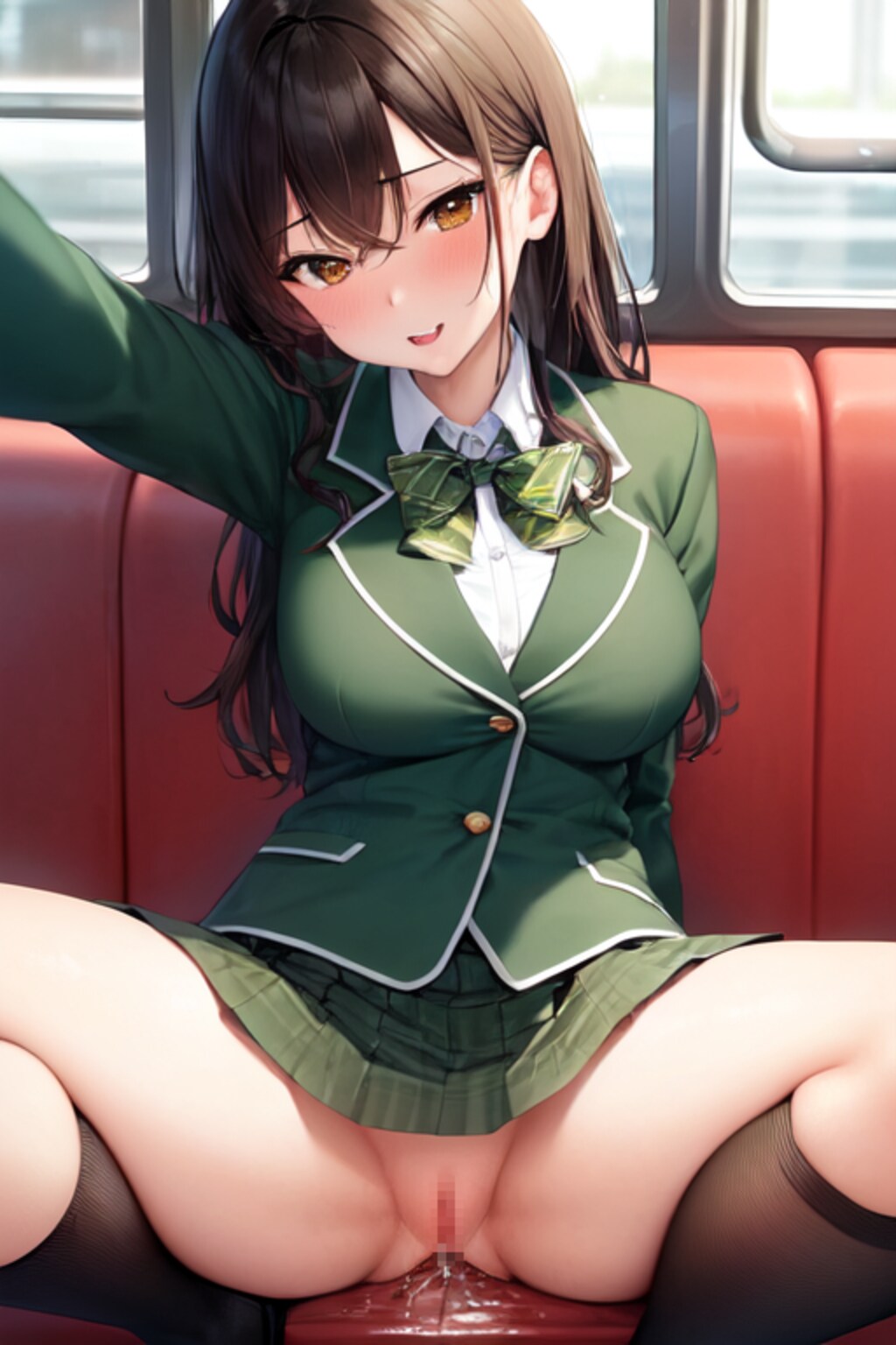 電車で露出するノーパンＪＫ【自撮り編】