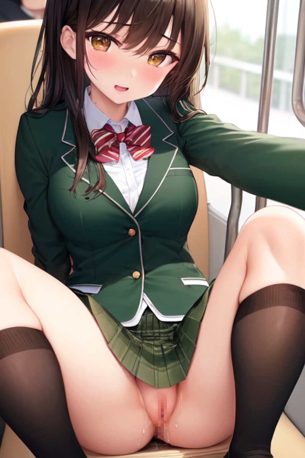 電車で露出するノーパンＪＫ【自撮り編】