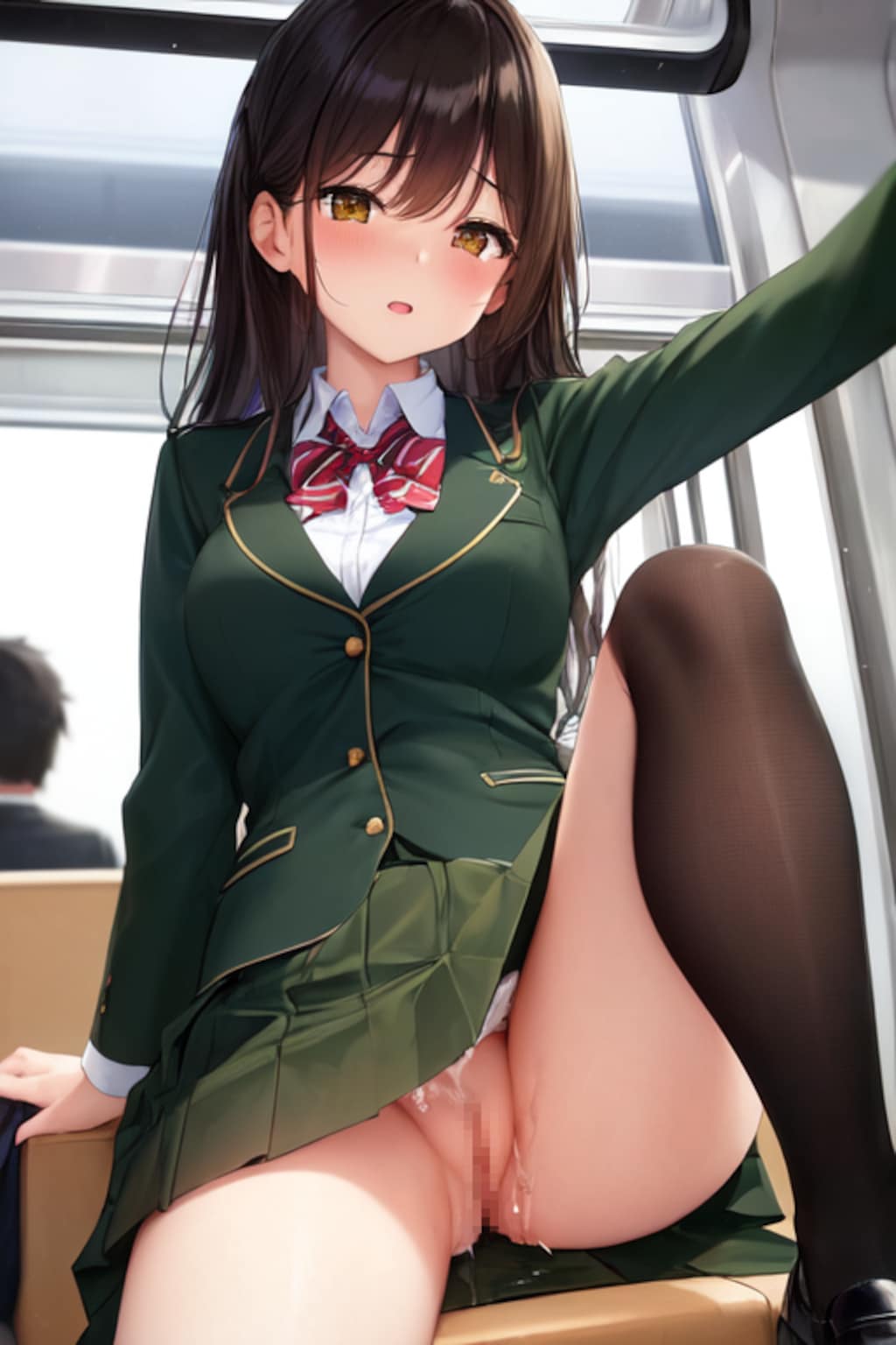 電車で露出するノーパンＪＫ【自撮り編】