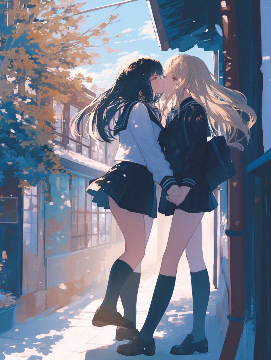 キスしたい二人のJK250-2 | の人気AIイラスト・グラビア