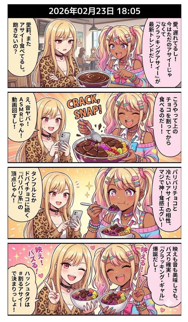 『クラッキングアサイー』でASMRギャル爆誕！　毎日漫画18時