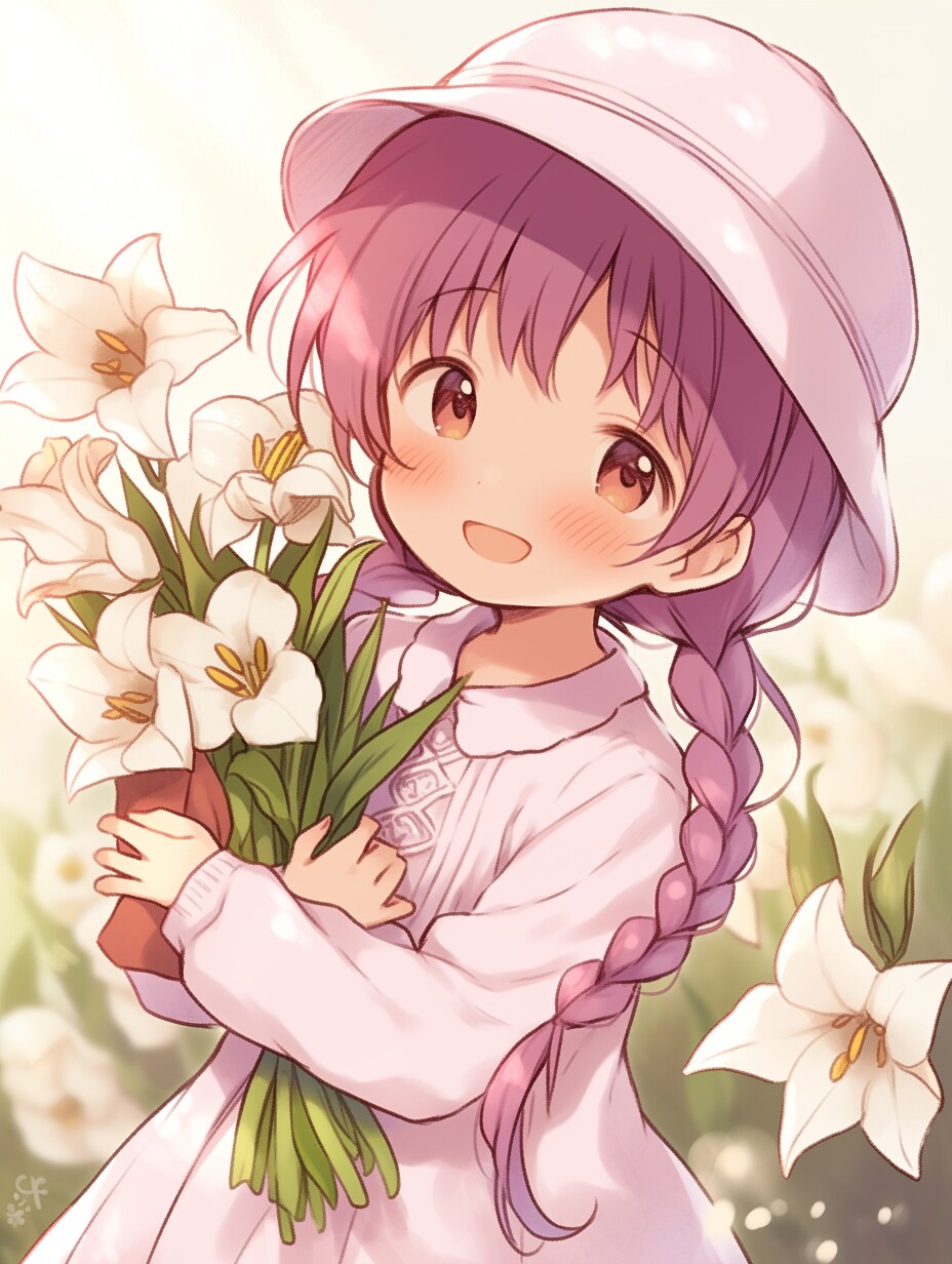 花束と三つ編みちゃん