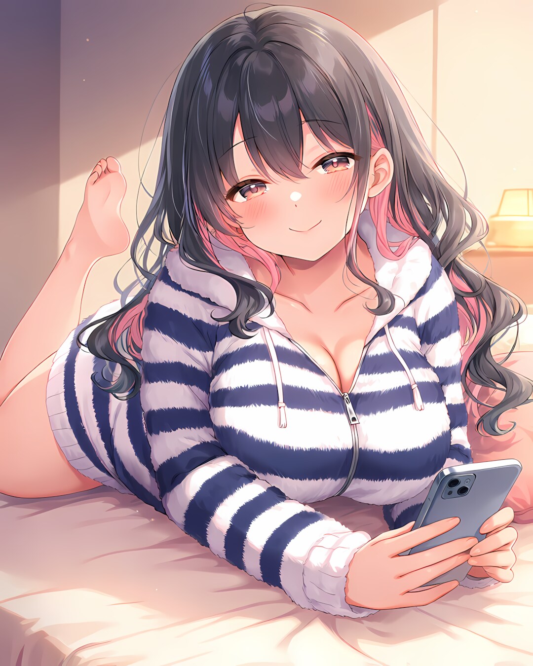 ベッドでごろごろ、おやすみのリナちゃん🌙