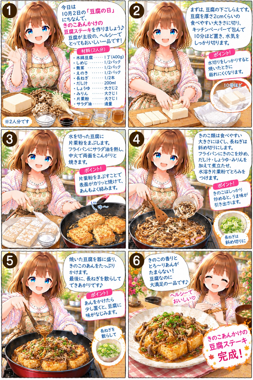 きのこあんかけ豆腐ステーキ | の人気AIイラスト・グラビア
