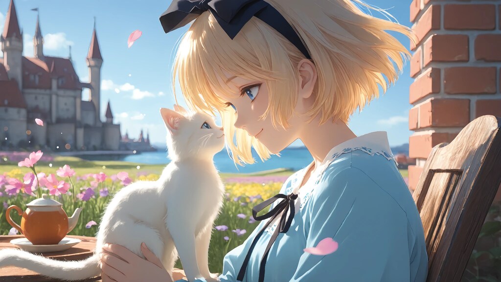 with a cat