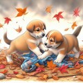 子犬と散り紅葉 6枚目