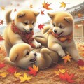 子犬と散り紅葉 5枚目