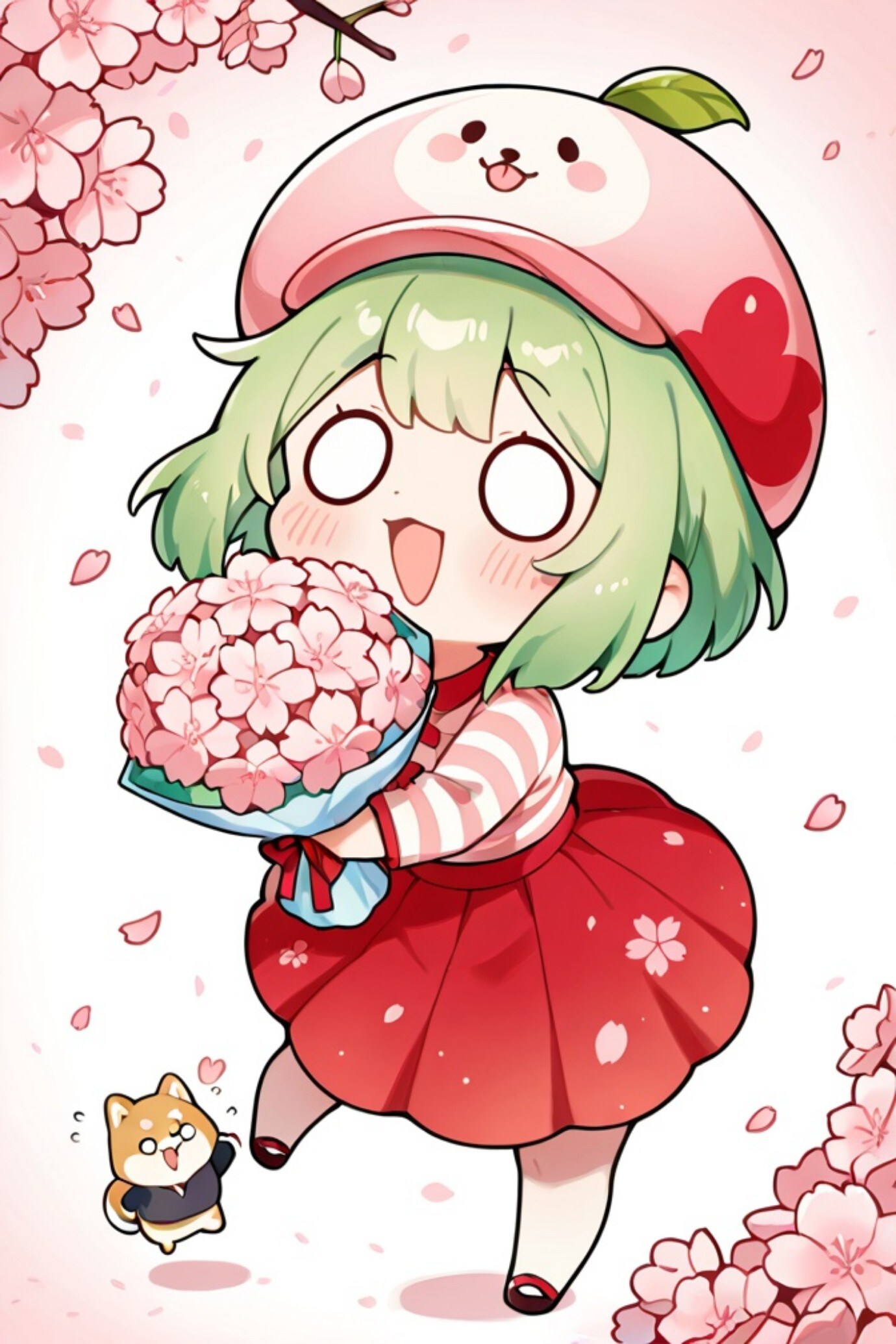 春を届ける緑髪ちゃん | の人気AIイラスト・グラビア