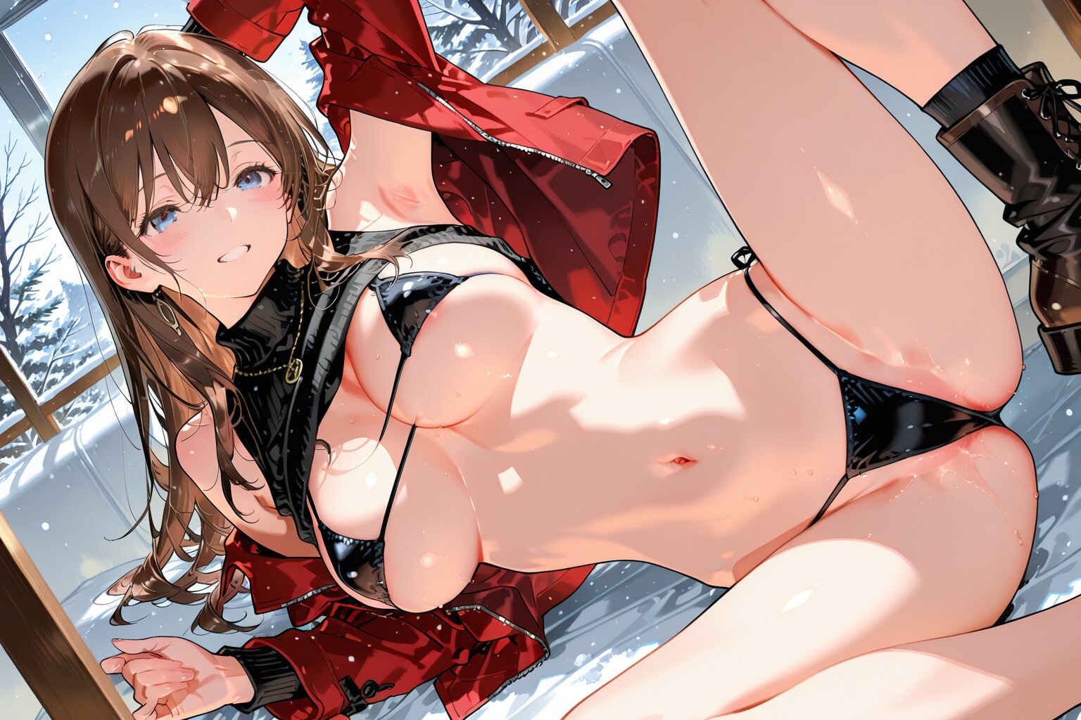 雪中マイクロビキニ