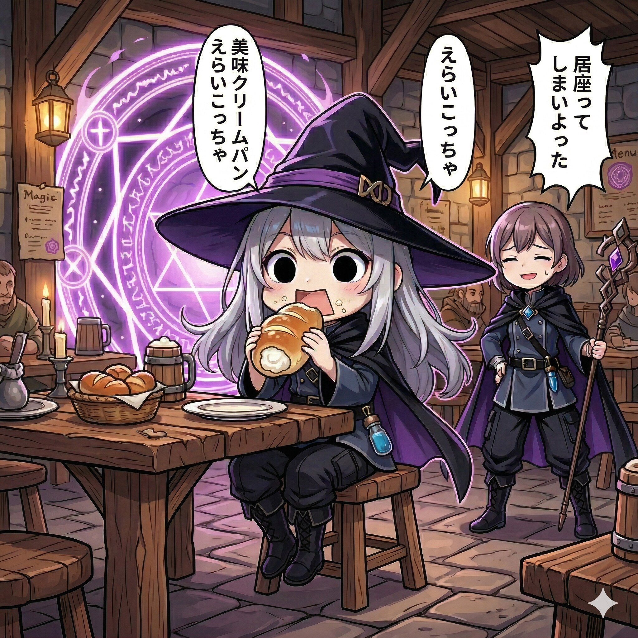 召喚先のクリームパンを堪能するえらいこっちゃ嬢