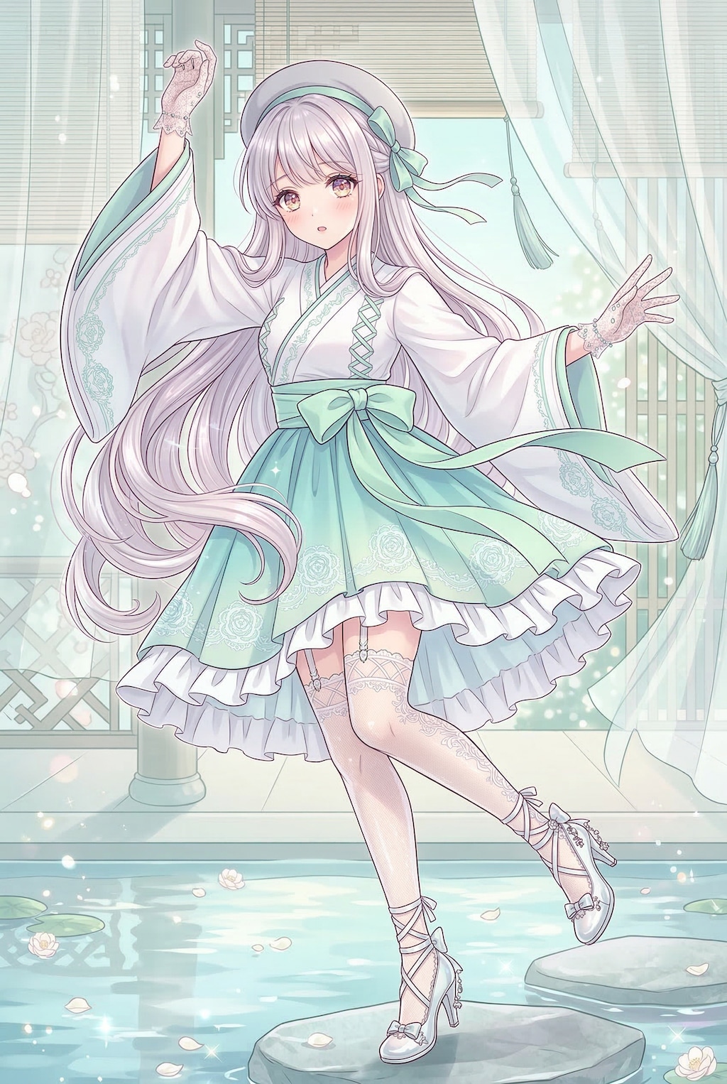 薄翠花紋の静謐