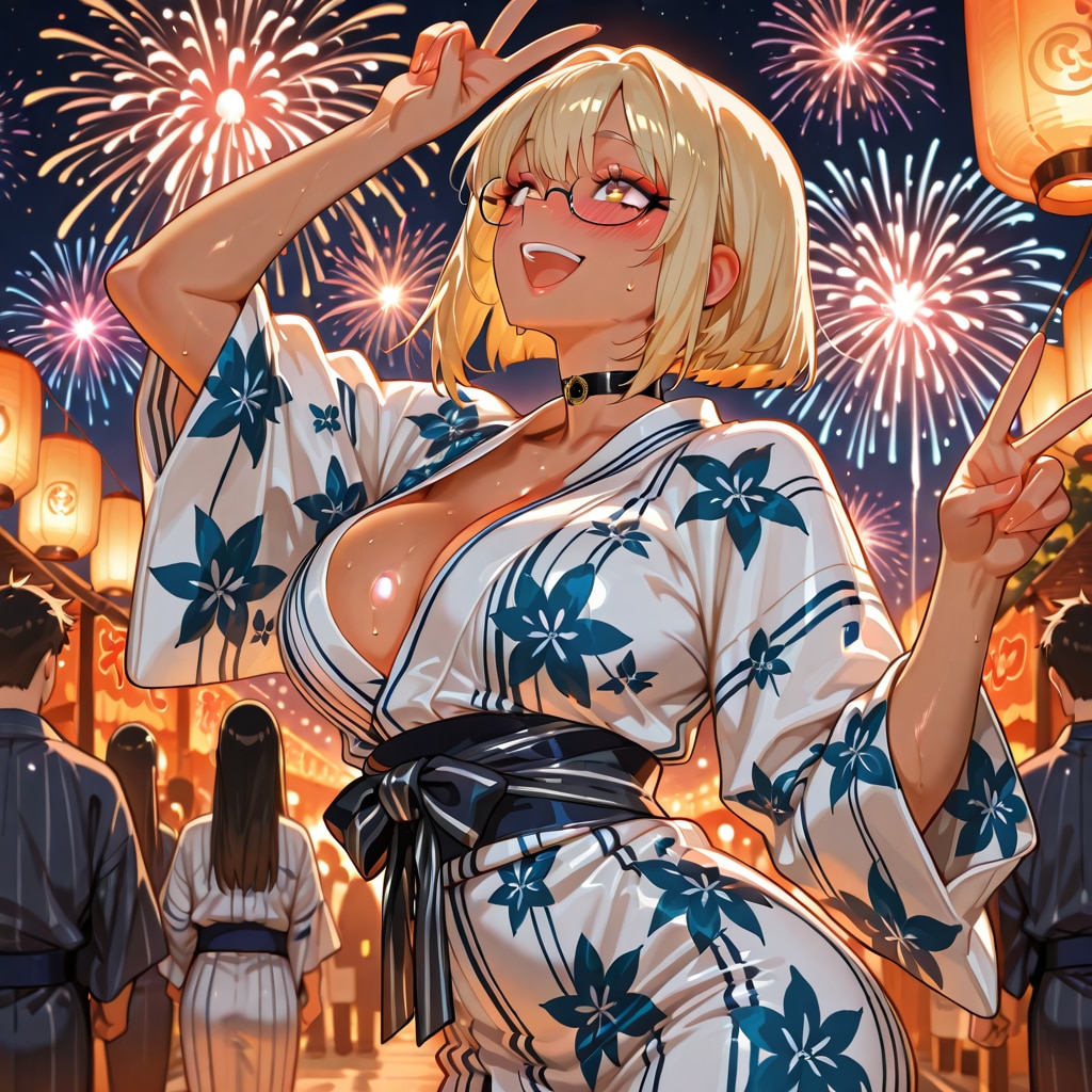 金髪メガネの夏祭り