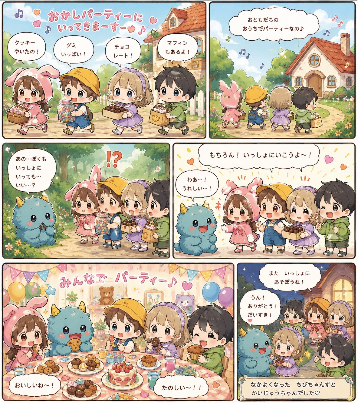 おかしパーティーのゆかいな仲間たち | の人気AIイラスト・グラビア