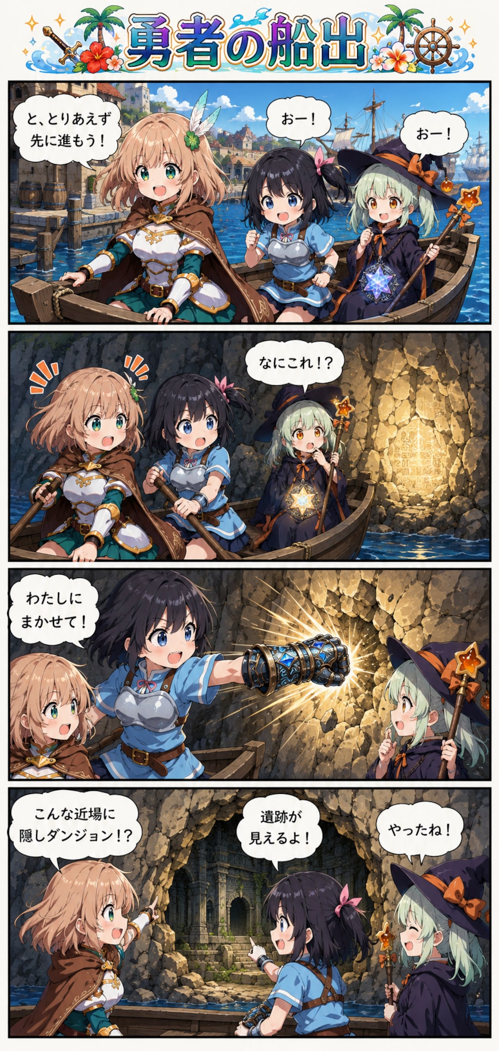 4コマ漫画「勇者の船出」