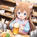 料理と猫とスーパードライと小さな女の子 3枚目