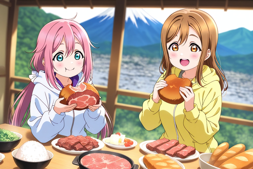 なでしこ&花丸のフードファイト3.4🎂🥘😋❤️