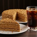 デザートのナッツケーキと飲み物のセット 4枚目