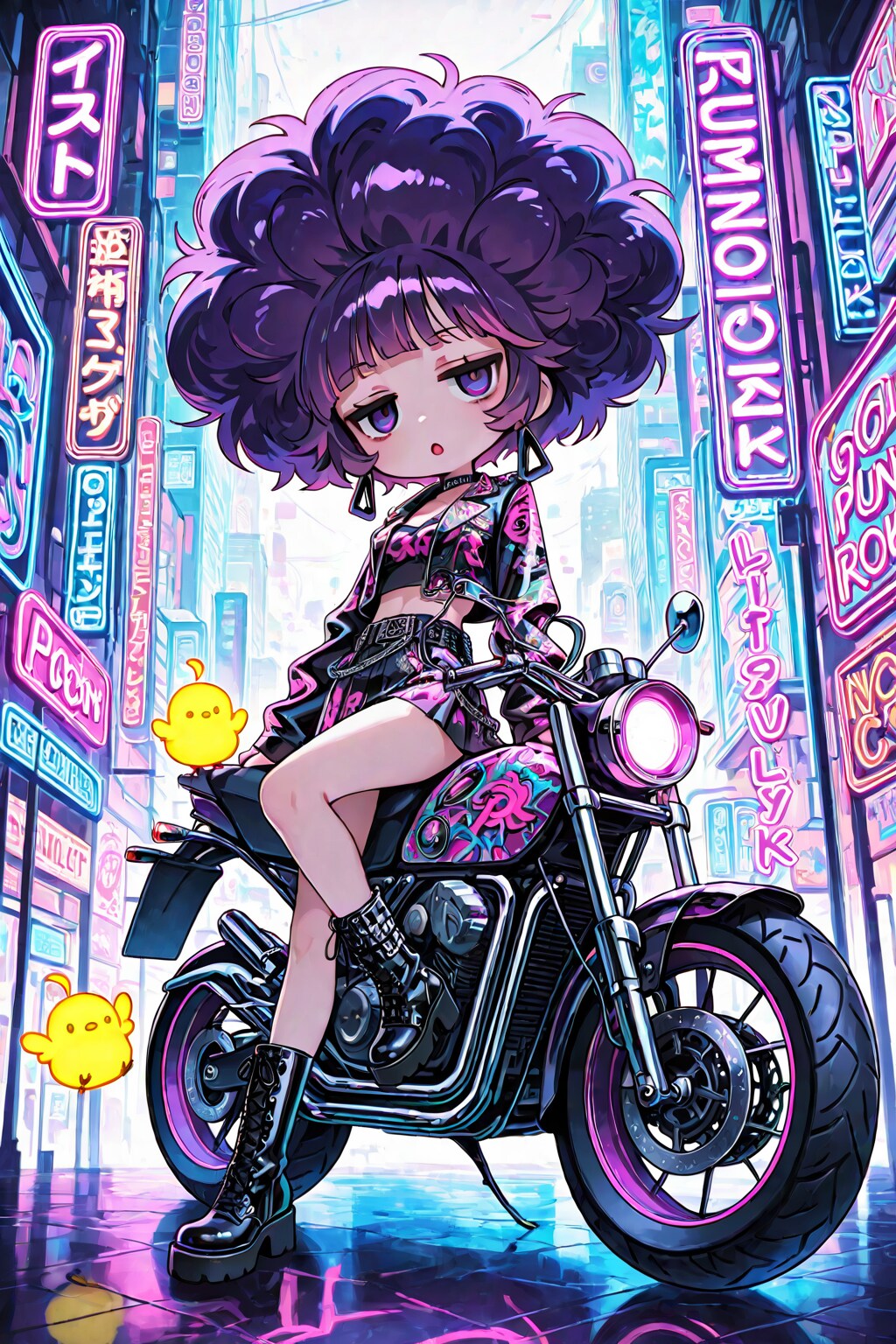 アフロの紫髪ちゃん