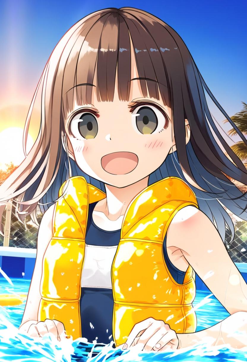 夏休みにプールで遊ぶうちの子ちゃん