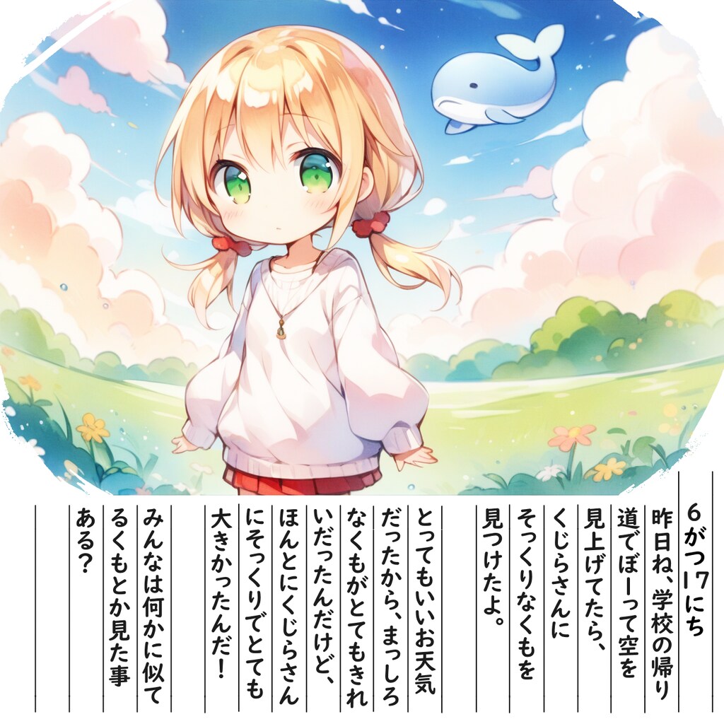 【絵日記】くじらさんのくも見つけたよ
