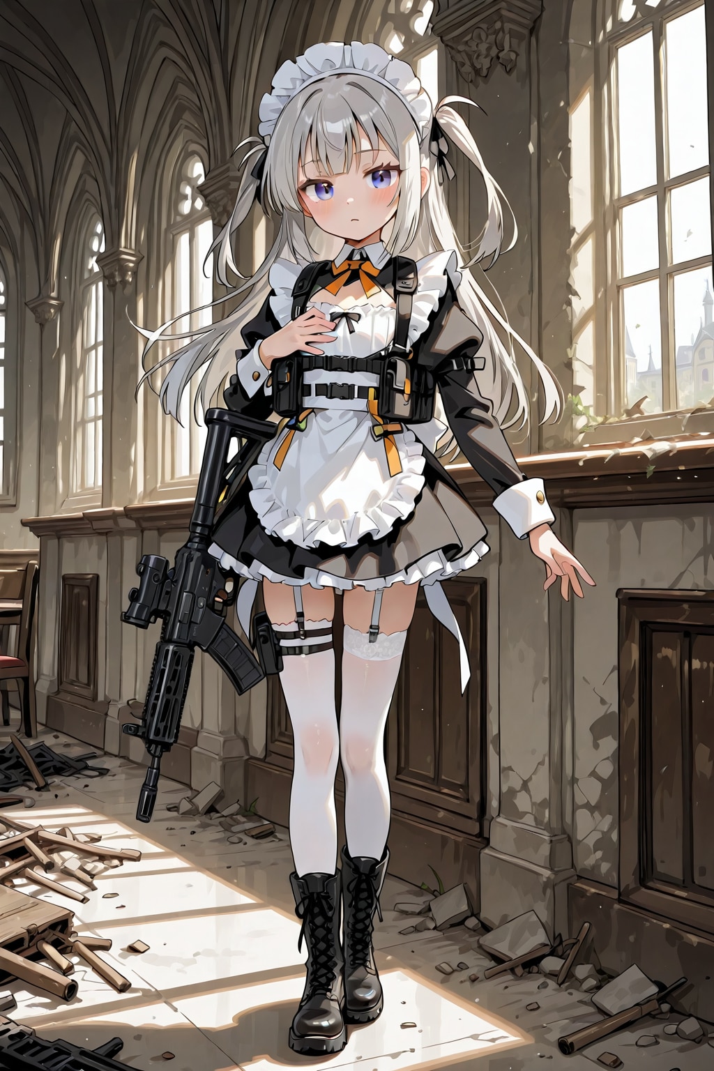 銀髪メイドちゃんと銃