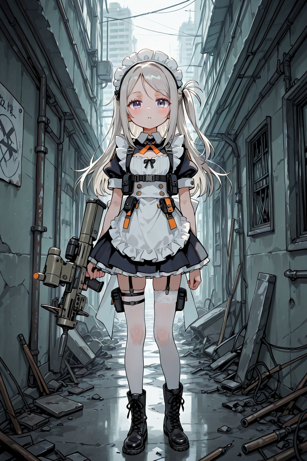 銀髪メイドちゃんと銃