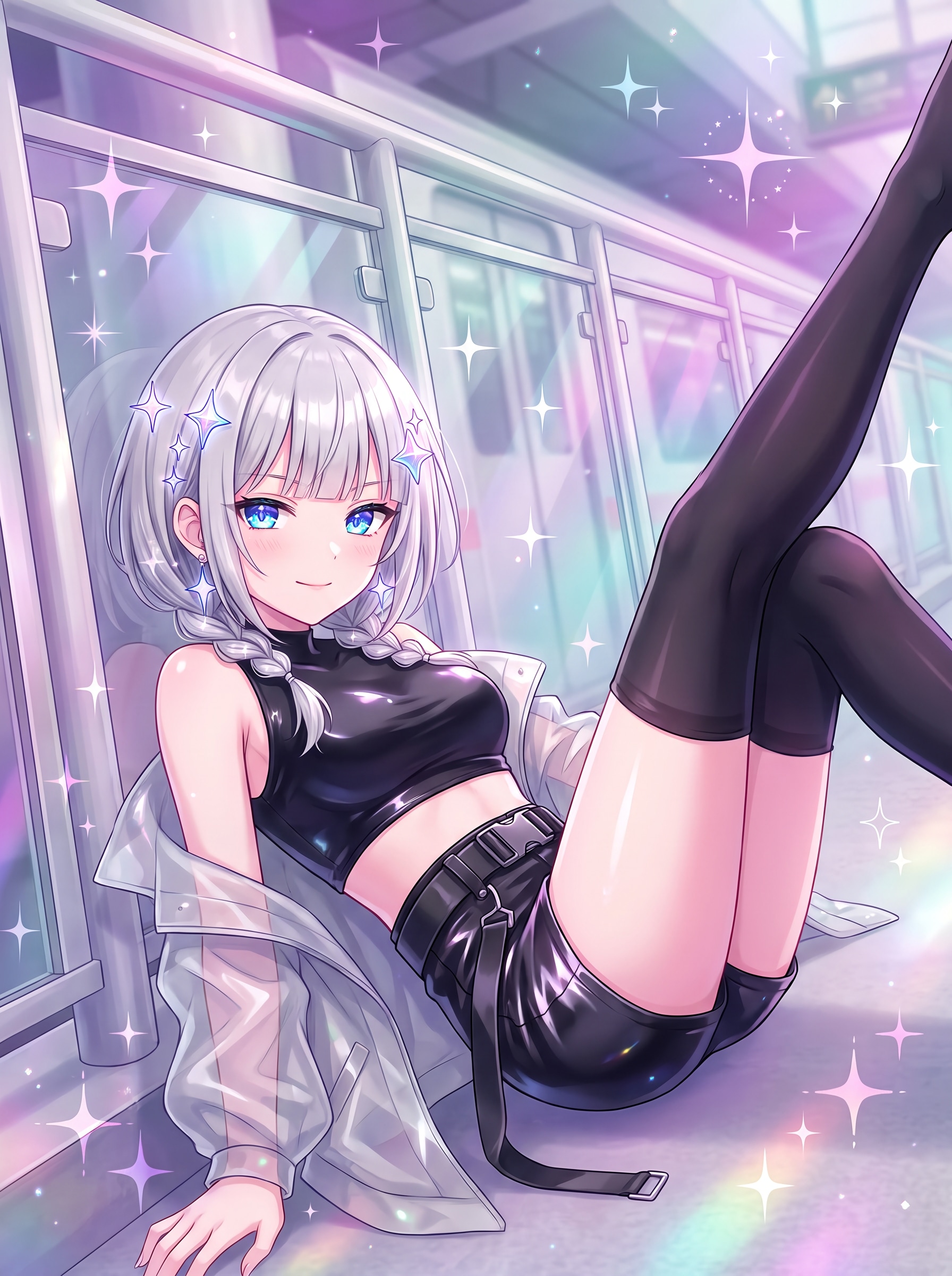 幻燈銀髪蒼瞳街影 | の人気AIイラスト・グラビア
