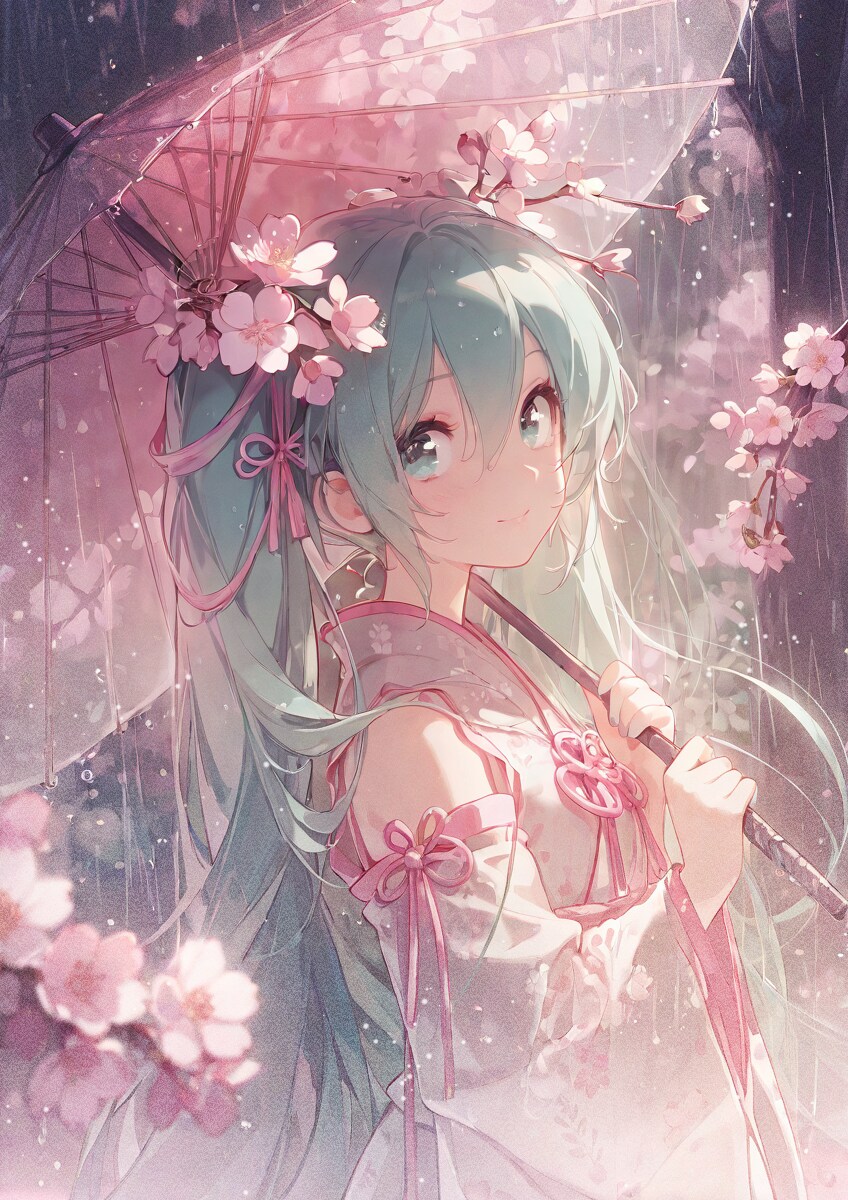 桜と雨 | の人気AIイラスト・グラビア