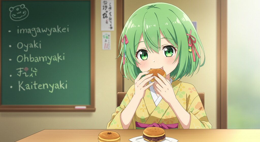 ちよるちゃんに任意焼きを食べてもらいました