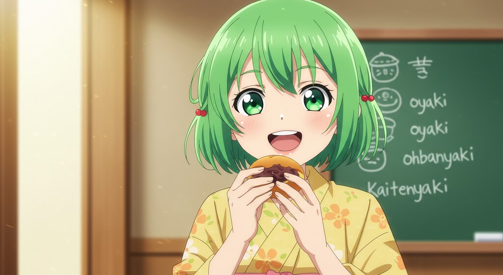 ちよるちゃんに任意焼きを食べてもらいました