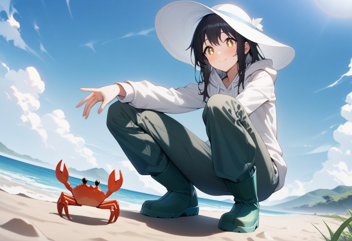 カニを見る