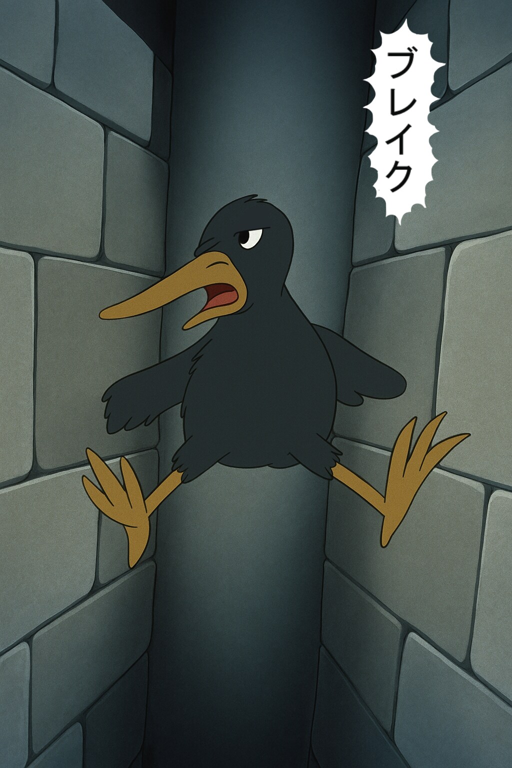 ピンチの主人公のため魔法で自らを石化して迫りくる壁を止める冒険の途中で着いてきた仲間