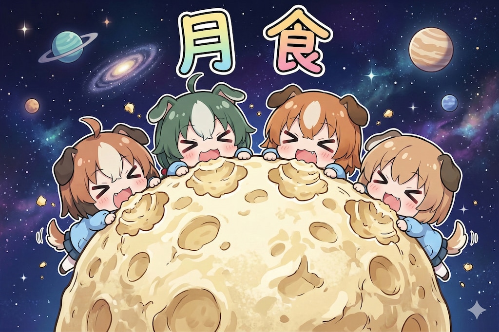 月食という言葉を初めて聞いた時のいぬみみようちえんじの頭の中