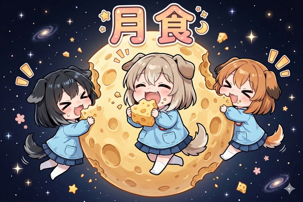 月食という言葉を初めて聞いた時のいぬみみようちえんじの頭の中