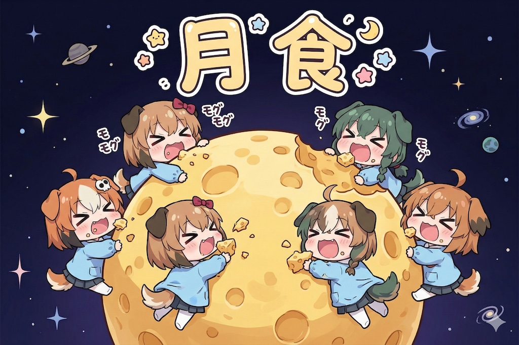 月食という言葉を初めて聞いた時のいぬみみようちえんじの頭の中