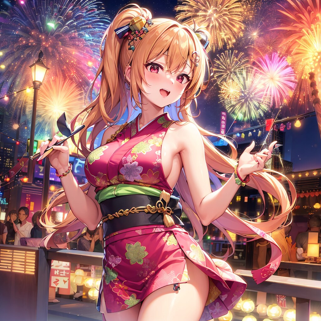 夏祭りと金髪美女