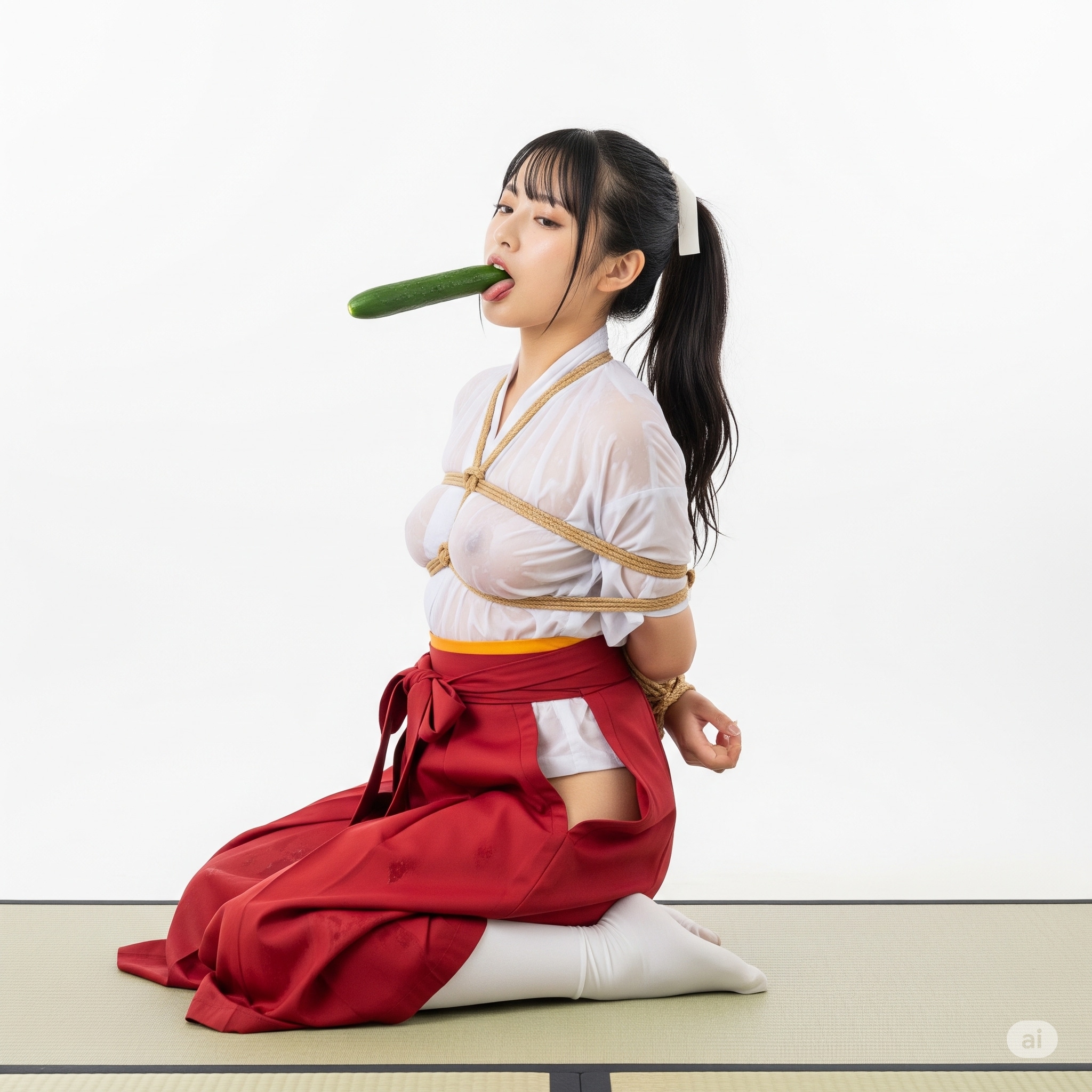 巫女さんの疑似フェラ