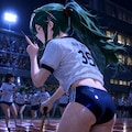 定時制高校夜の雨の中の運動会 2枚目