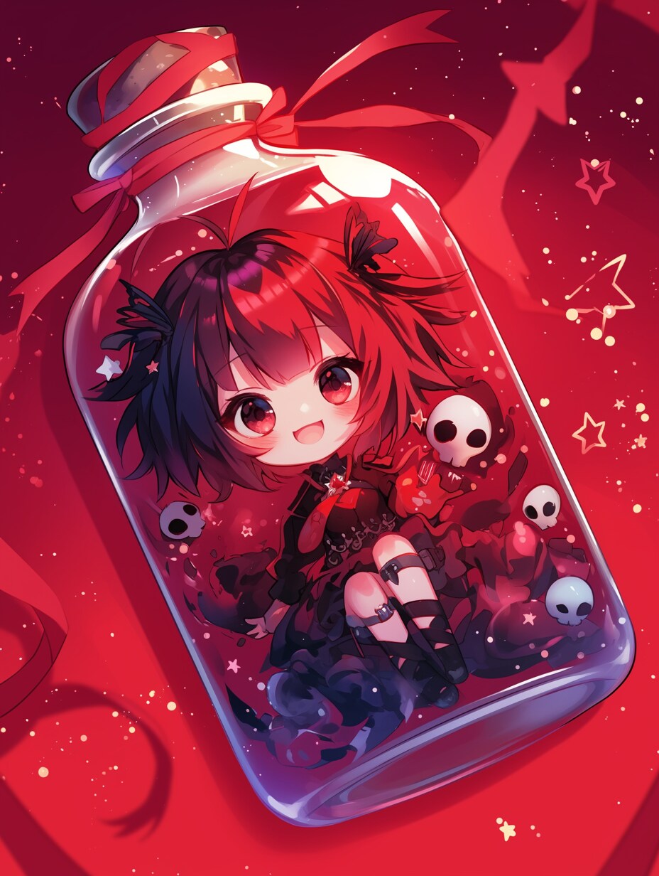 「瓶詰の少女」紅50 | の人気AIイラスト・グラビア