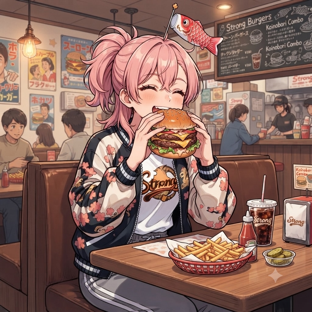 ハンバーガー食べてるんだけど・・・？<リカちゃん>