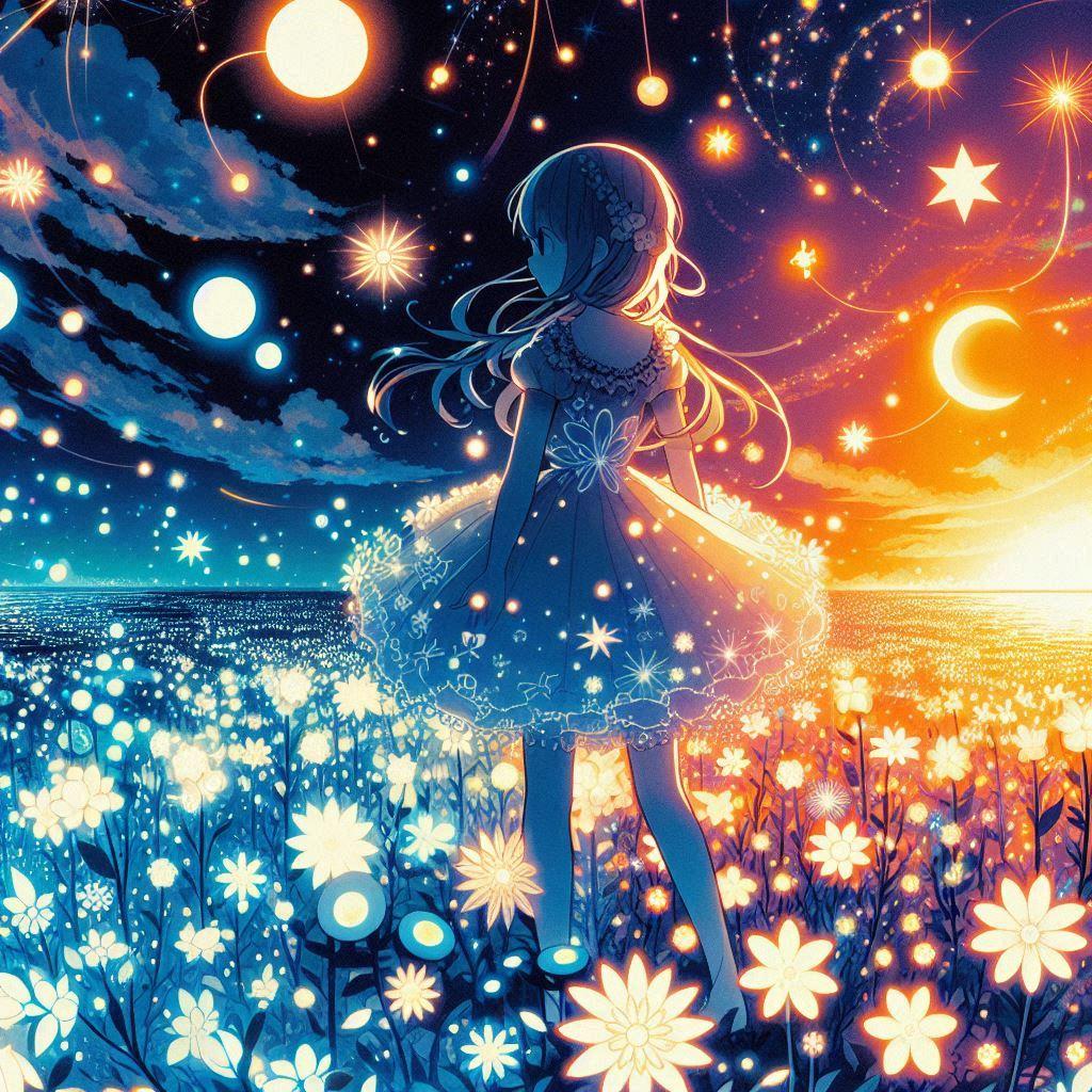 夜に輝く太陽と昼に光る月 | の人気AIイラスト・グラビア