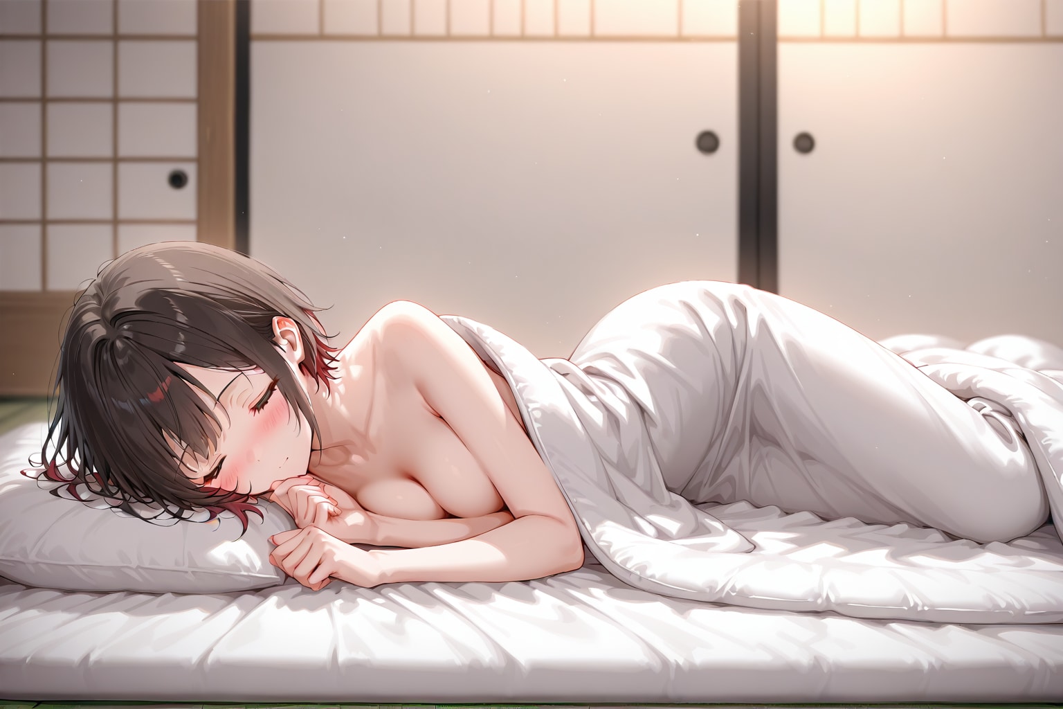 素肌で寝ている